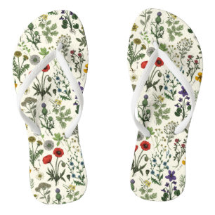 Chinelos Colagem de flores silvestres