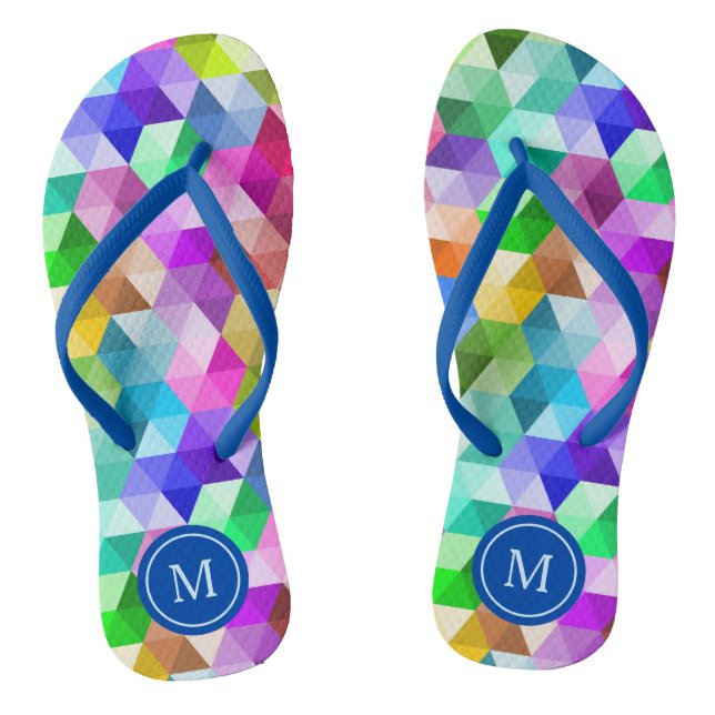 Chinelos Colores Geométricas do Arco-Íris Flip-Flops (Pé da cama)