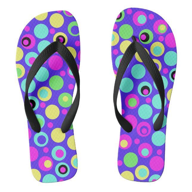 Chinelos Coloridos Brilhantes de bolinhas (Pé da cama)