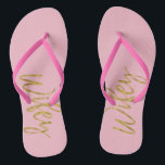 Chinelos com Espuma Dourada e Rosa<br><div class="desc">Chinelos com folhas de ouro e tipografia rosa. Os Chinelos são perfeitos para as férias de lua de mel com o Hubby.</div>