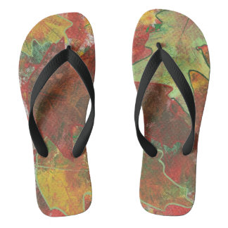 Chinelos com Folhas de Carvalho de Outono Abstrata