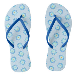 Chinelos com Pintura de Flores de Lótus Azul Abstr