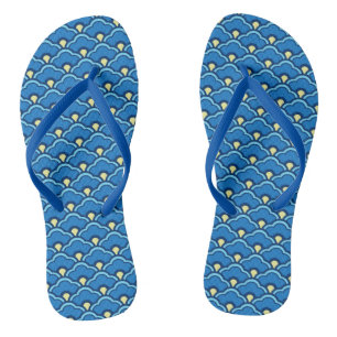 Chinelos Conchas Chinesas em Azul Oceano e Índigo