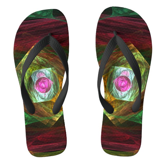 Chinelos Conexões Dinâmicas Arte Fractal Abstrata Luminosa (Pé da cama)