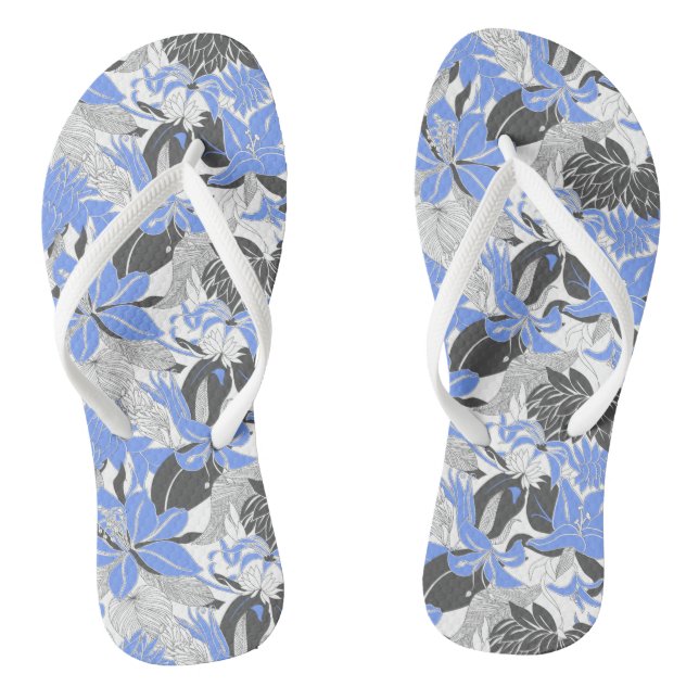Chinelos Contour Hawaii Tropical Lily e Protea Floral (Pé da cama)