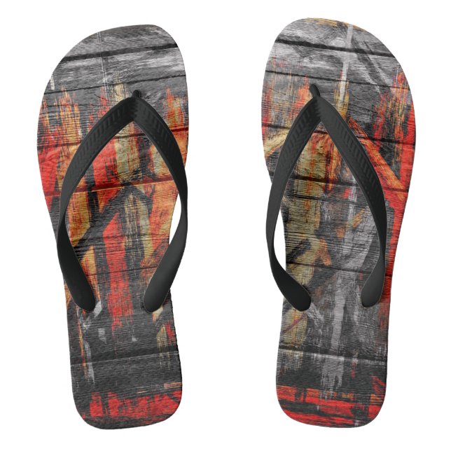 Chinelos Cor Pintada Parede Madeira #2 (Pé da cama)