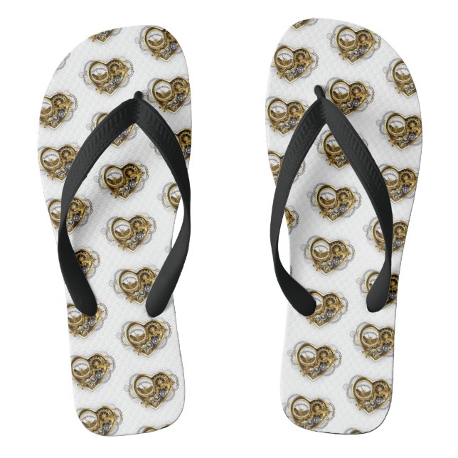 Chinelos Coração Steampunk com Manômetro (Pé da cama)