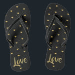Chinelos Corações de Amor Preto e Dourado<br><div class="desc">Muito tenente e muito chique,  trate-se a si mesmo ou a alguém especial a estes chinelos de corações negros e dourados.</div>