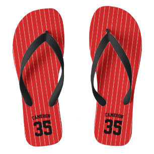 Chinelos Cores Editáveis Baseball Jersey Stripes Name