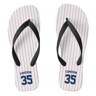 Chinelos Cores Editáveis Nome da Faixa de Baseball Jersey