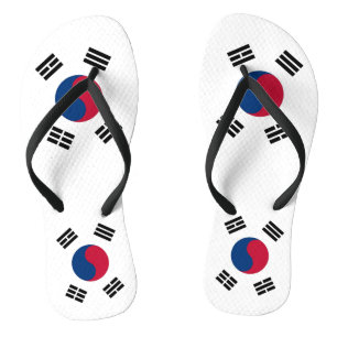 Chinelos Correias magros adultas com a bandeira de Coreia