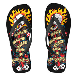 Chinelos Crânio flamejante Sente o medo