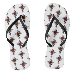 Chinelos Cruz de Prata com Rosa vermelha