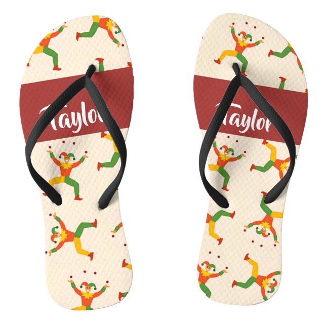 Chinelos Custom name circus clown pattern (Pé da cama)