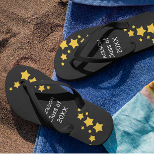 Chinelos da classe de Mais velho preto e Dourado