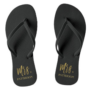Chinelos da Sra. Sobrenome com Gold Foil