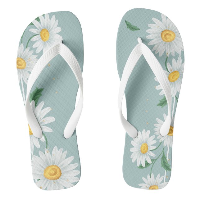 Chinelos Daisies (Summer Daisy Flip Flops Great For Beach or Pool!)