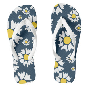 Chinelos Daisy Pattern, Floral Pattern, White Daisies