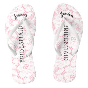 Chinelos Damas de honra Praia Casamento Floral Branco Ren
