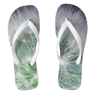 Chinelos Dandelion verde com pequenas gotas d'água
