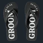 Chinelos de Casamento Personalizado de Nado Preto<br><div class="desc">Estes chinelos são perfeitos para o futuro noivo! Personalize com sua data de casamento.</div>