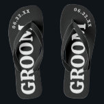 Chinelos de casamento personalizados preto e branc<br><div class="desc">Esses chinelos são perfeitos para o futuro noivo! Personalize com a data do seu casamento.</div>