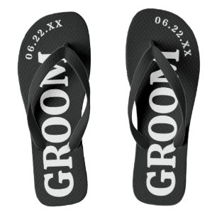Chinelos de casamento personalizados preto e branc