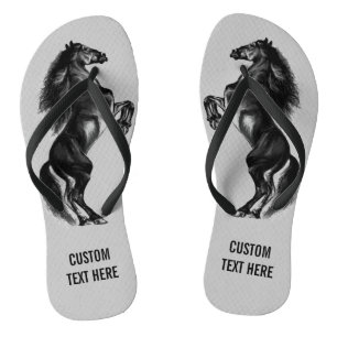 Chinelos de Cavalo Negro com Texto Personalizado