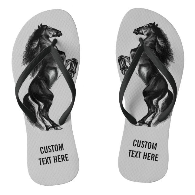 Chinelos de Cavalo Negro com Texto Personalizado (Pé da cama)