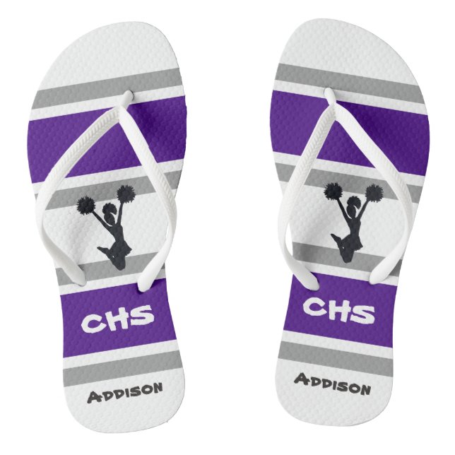 Chinelos de Cheerleader e roxo personalizados (Pé da cama)