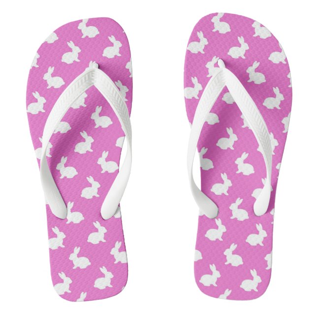 Chinelos de coelho rosa e branco (Pé da cama)