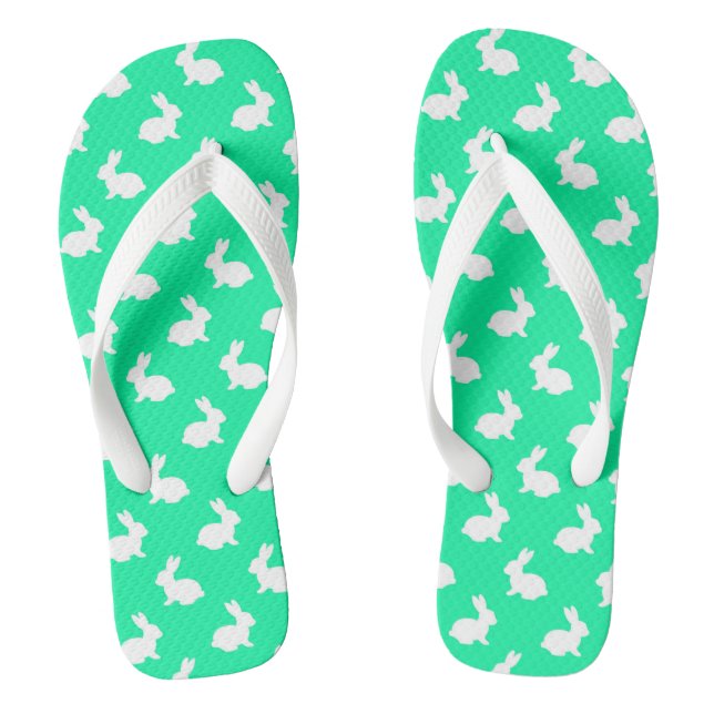 Chinelos de coelho verde menta (Pé da cama)