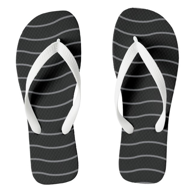 Chinelos de Dedão com Estampa de Onda Preto Cinza (Pé da cama)
