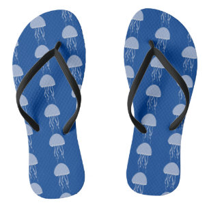 Chinelos de Dedão com Padrão Azul de Águas-Vivas d