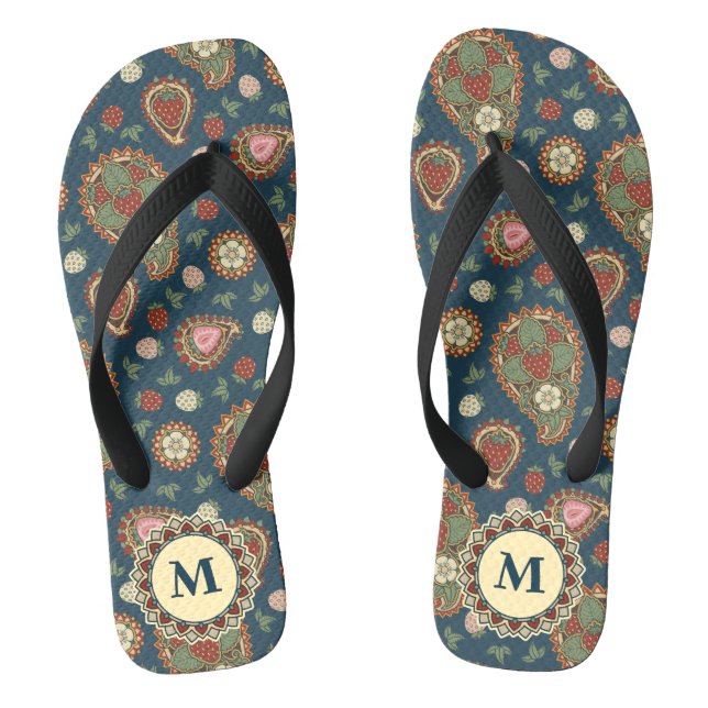 Chinelos de dedão com padrão Paisley de morango (Pé da cama)