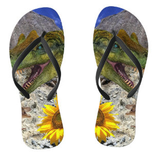 Chinelos de Dedo de Dinossauro de Girassol Floral