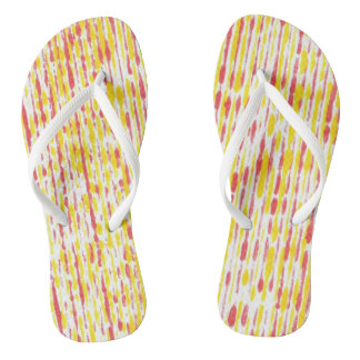 Chinelos de Dedo Laranja Branco Amarelo Listras Ch