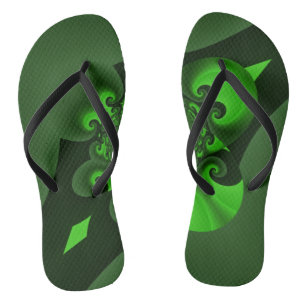 Chinelos de Flip Flops com Onda Espiral Verde Escu