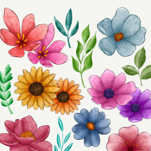 Chinelos de Flores de Aquarela