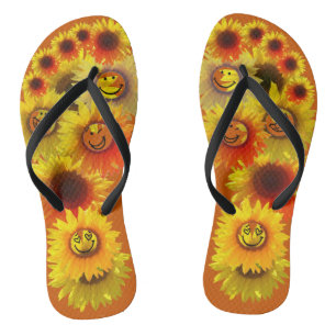 Chinelos de girassol de laranja queimado unisex