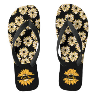 Chinelos de girassol personalizados