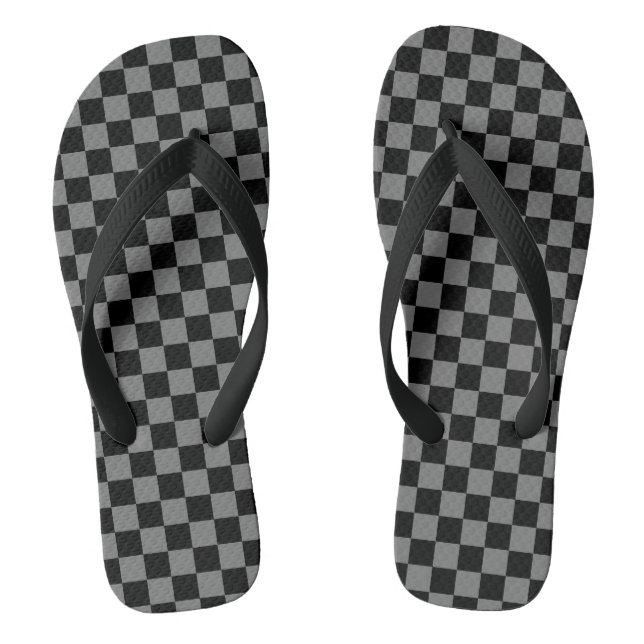 Chinelos de Luxo Personalizados Xadrez Cinza/Preto (Pé da cama)