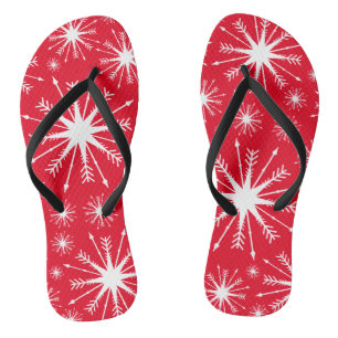 Chinelos de Natal Cores e Flocos de Neve