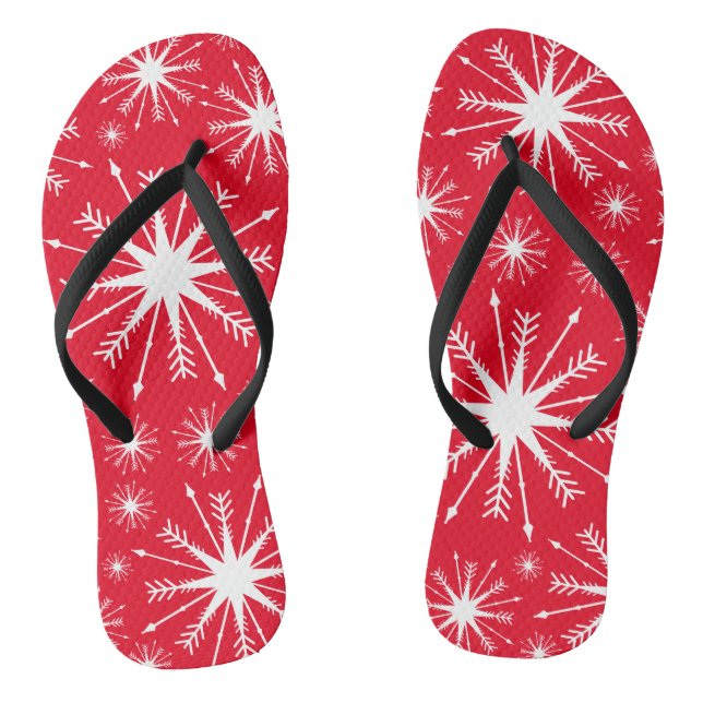 Chinelos de Natal Cores e Flocos de Neve (Pé da cama)