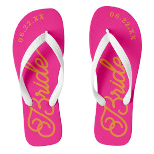 Chinelos de Noiva Rosa Laranja Personalizados para