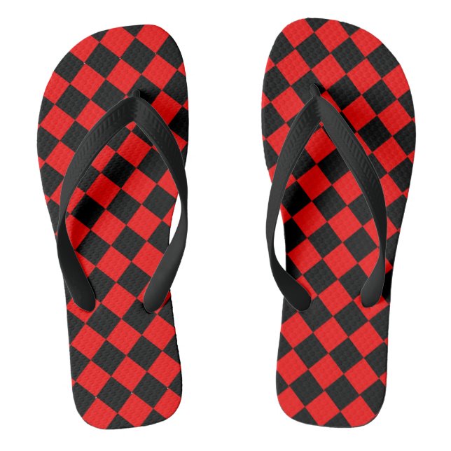 Chinelos de padrão de diamante vermelho e preto (Pé da cama)