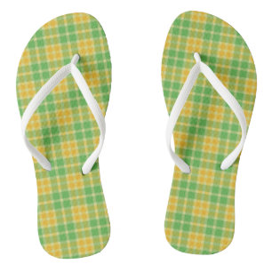 Chinelos de padrões de Xadrez com limão-Limão