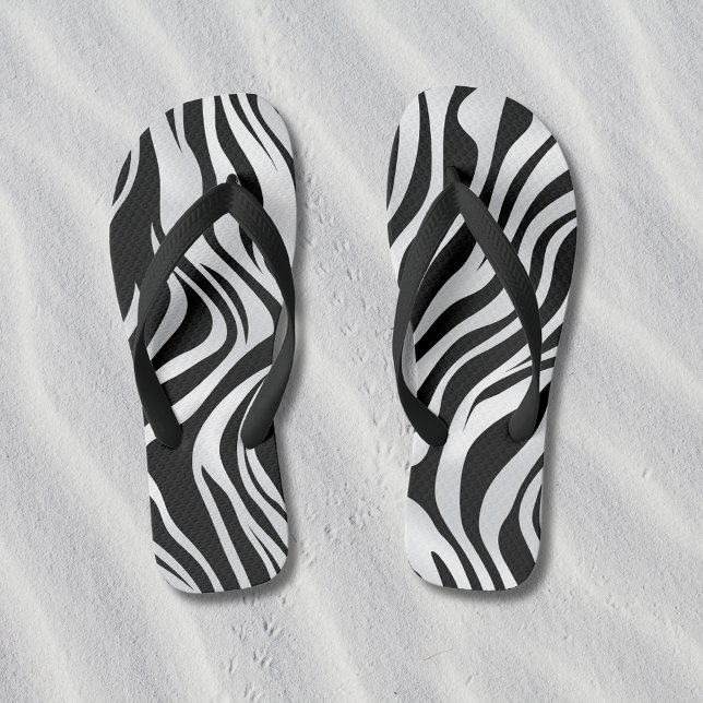 Chinelos de padrões para animais de impressão zebr (Zebra Stripes Print Flip Flops)