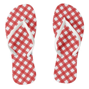 Chinelos de padrões Red Gingham