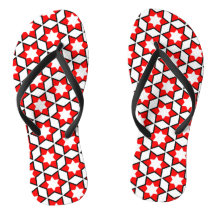 Chinelos de padrões Red White e Black Star